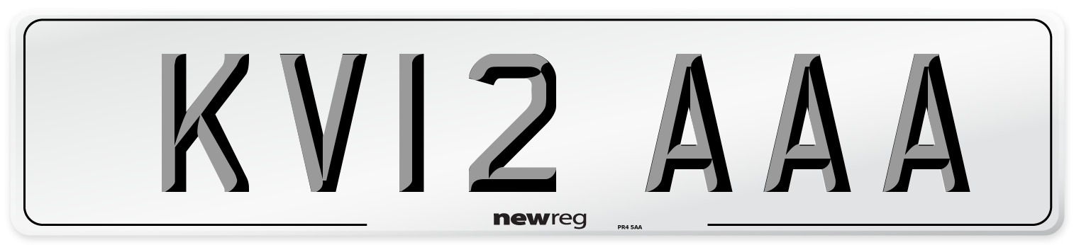 KV12 AAA Number Plate from New Reg